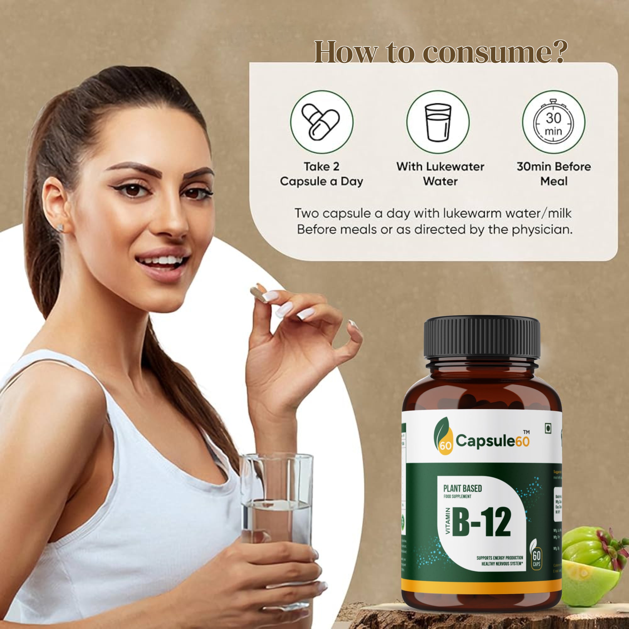 Vitamin B12 Combo – Plant-Based Capsules + Powder for Energy & Immunity