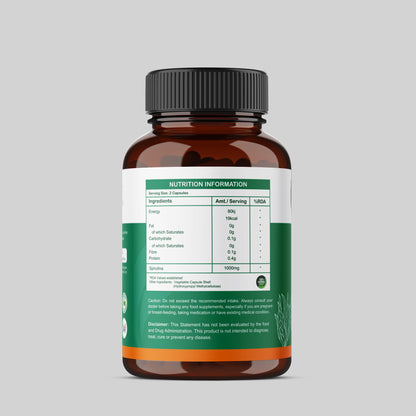 Organic Spirulina Capsules – 100% Vegan Superfood for Energy, Immunity & Detox