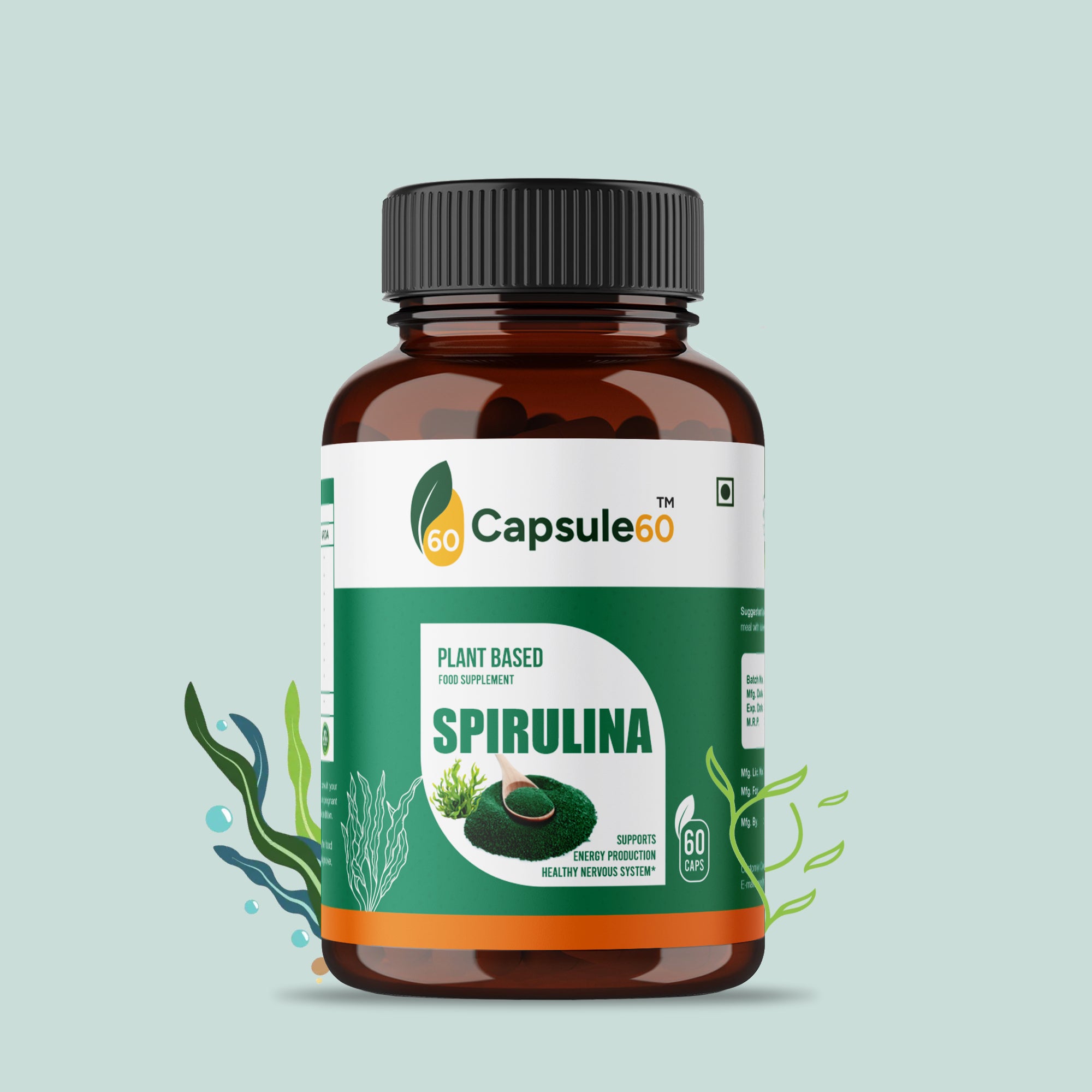ऑर्गेनिक स्पिरुलिना कैप्सूल - ऊर्जा, प्रतिरक्षा और डिटॉक्स के लिए 100% शाकाहारी सुपरफूड