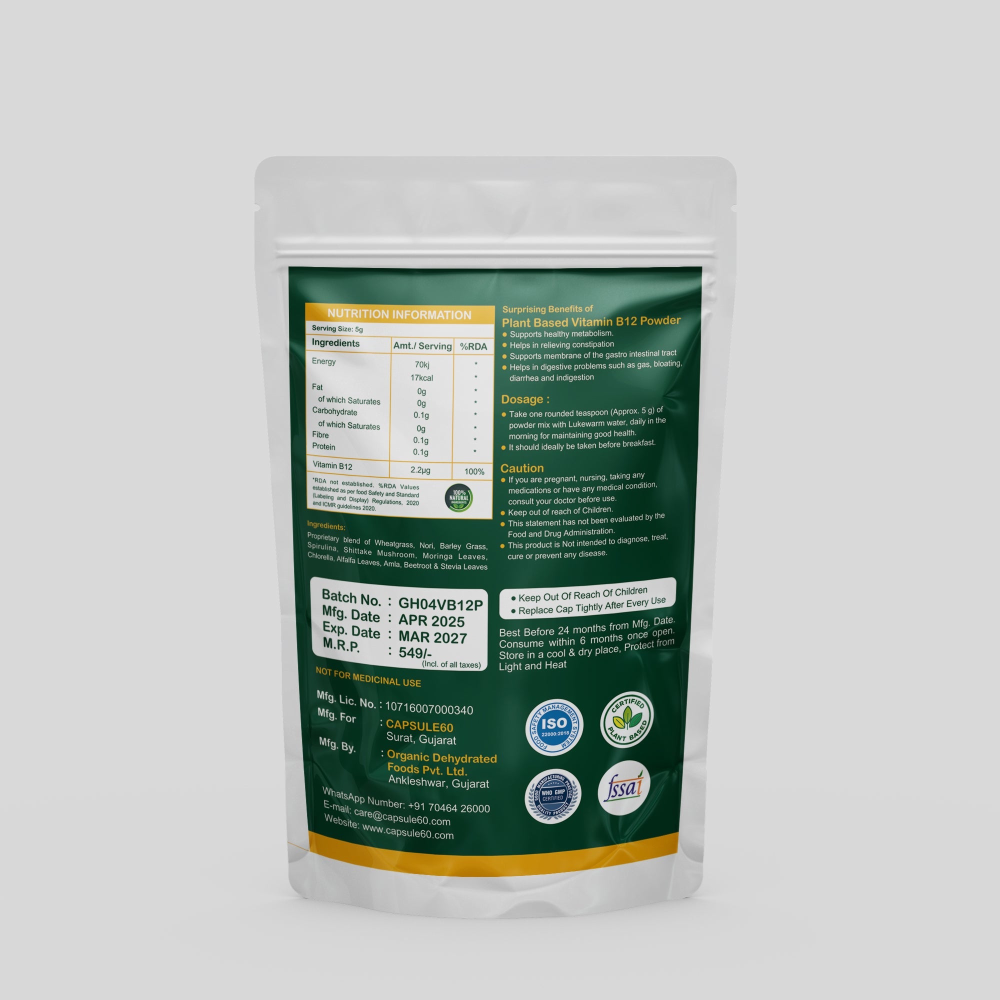 Vitamin B12 Combo – Plant-Based Capsules + Powder for Energy & Immunity